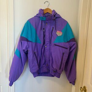 Schneider Austria Vintage Ski Winter Bomber Jacket Made in Korea Purple Blue
